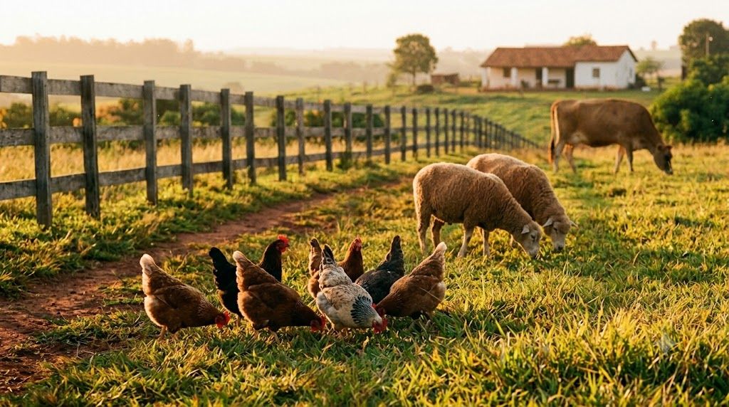 Pastura — Animales con espacio exterior y cuidados diarios